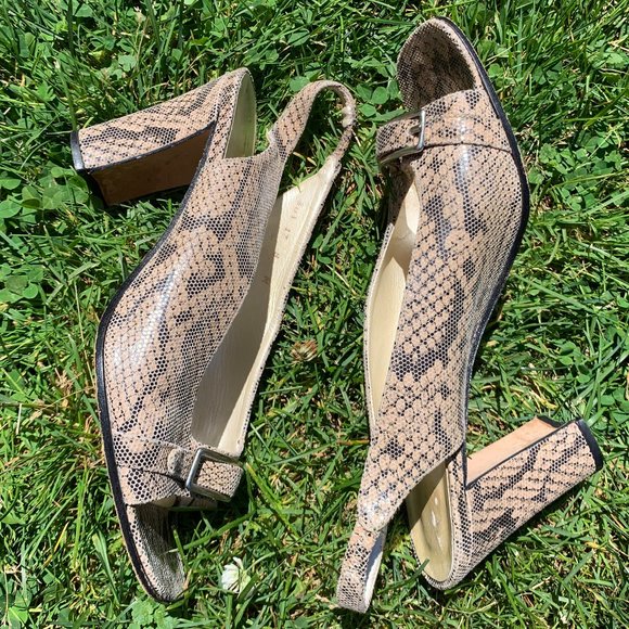 Bill Blass leather, snake print, sling-backs, 8 - Picture 9 of 16